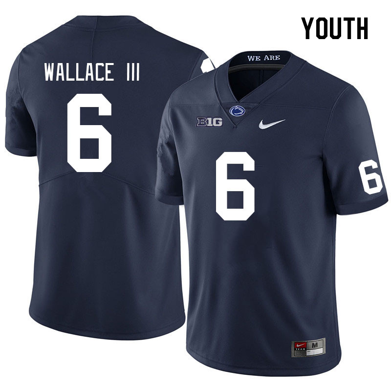 Youth #6 Harrison Wallace III Penn State Nittany Lions College Football Jerseys Stitched Sale-Navy - Click Image to Close